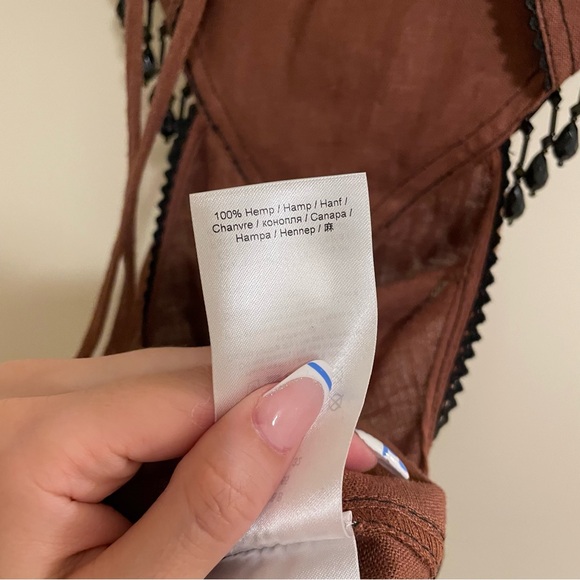 Ganni Hemp Maxi Dress with Beaded Trim Rootbeer Brown - Picture 15 of 16